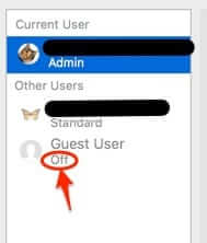 how to remove guest user account mac macbook turned off