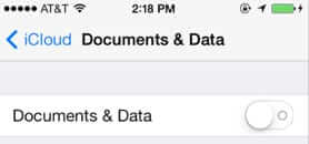 icloud documents and data off