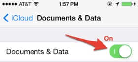 icloud documents and data on