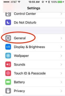 ios iphone settings general