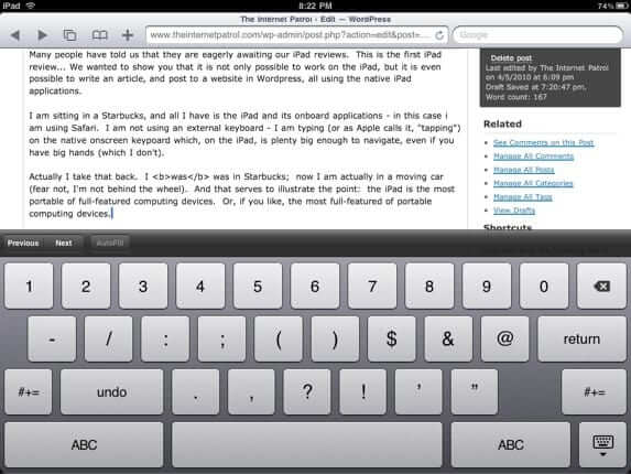ipad-on-screen-keyboard-posting-to-wordpress
