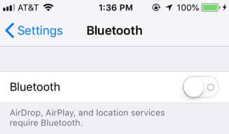 iphone bluetooth setting settings off