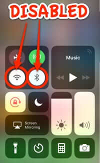 iphone control center wifi bluetooth off disabled