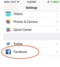 iphone facebook settings