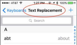 iphone ios text replacement