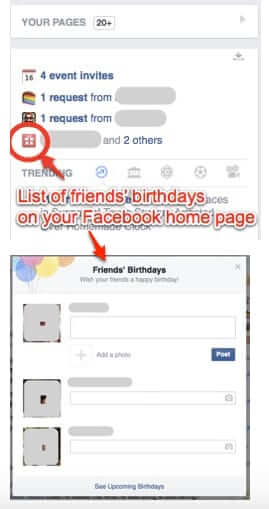 list of friends birthdays on facebook