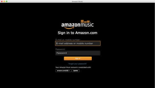 log in to amazon music