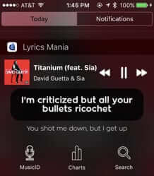 lyrics mania widget today notification center