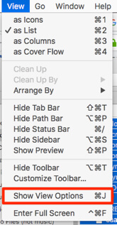 mac finder show view options