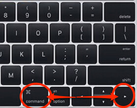 mac keyboard command right arrow