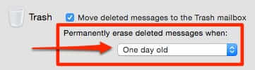 mac mail when to permanently erase deleted messages