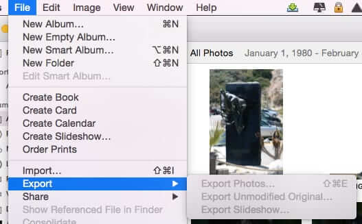mac photos export options