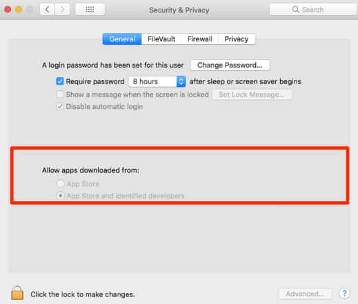 mac security privacy allow apps downloaded from