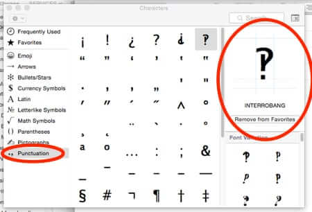 mac special characters keyboard interrobang