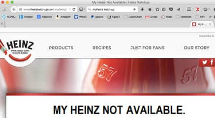 myheinz personalized personalise ketchup not available