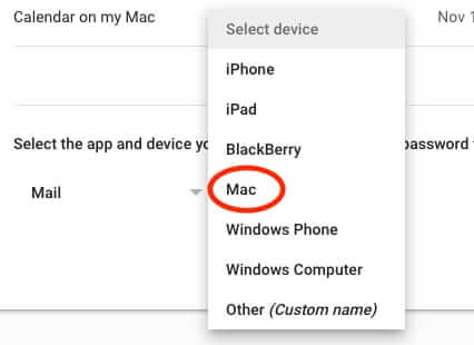new mac mail app password gmail