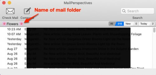 new perspectives mail folder