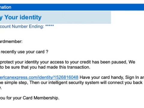 new american express credit card identity phishing scam
