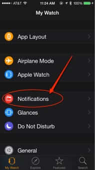 notifications section apple watch app