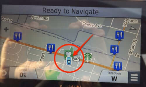 nuvi map screen current location icon