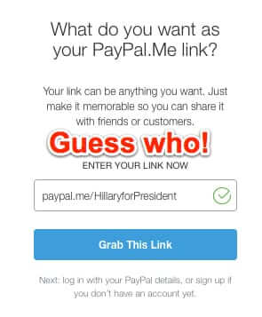 paypal.me hillary for president
