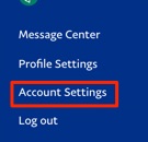 paypal account settings on menu