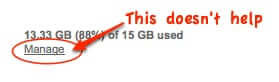 reduce gmail storage usage manage does not help