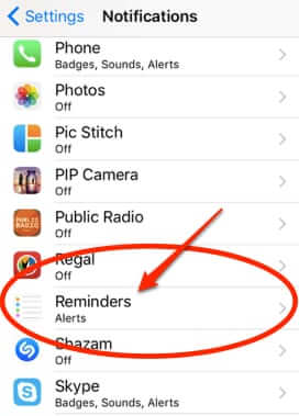 reminder settings notification notifications iphone ios10