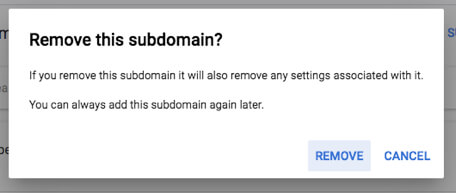 remove subdomain domain from google adsense