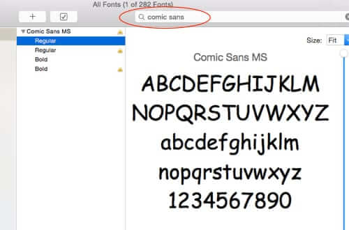 sample example of comic sans font