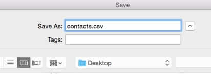 save contacts csv