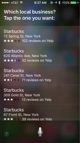 siri location based services offering locations