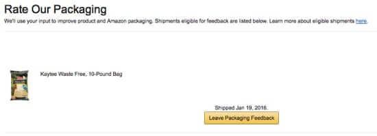 Amazon rate our packaging page