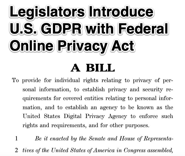 Legislators Introduce U.S. GDPR with Federal Online Privacy Act