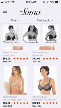 soma smart bra style size recommendations