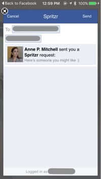 spritzr facebook friends request