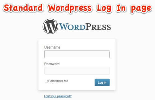 standard wordpress login page