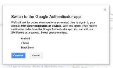 switch to google authenticator app