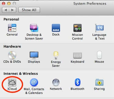 system preferences icloud