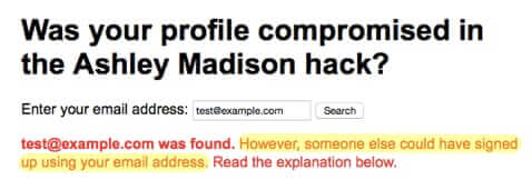test for email in ashley madison