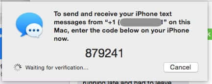 text message forwarding code on mac