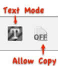 text mode allow copy icons