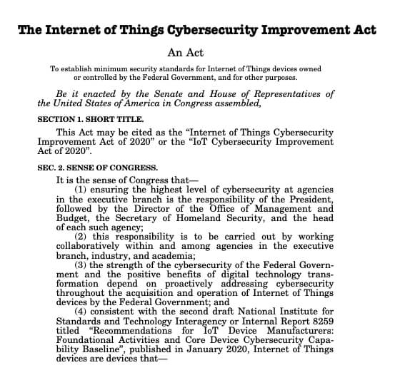 the iot internet of things cybersecurity improvement act