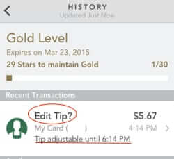 tipping with the starbucks app