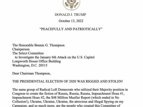 Full Text of Donald Trump's 14-Page Letter in Response to Jan 6 Committee Subpoena