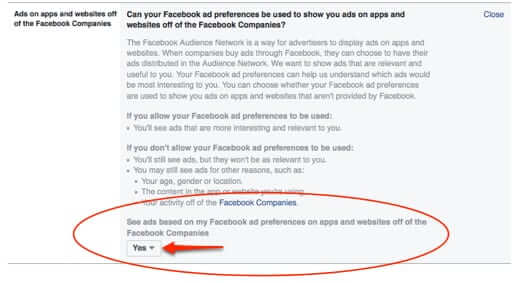 turn off facebook audience network fan ads