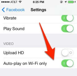 turn off video autoplay facebook iphone