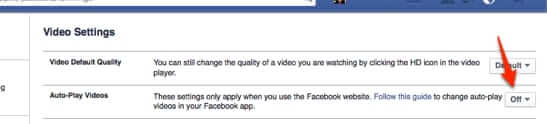 turn off video autoplay facebook