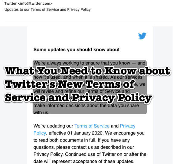 twitter updates to our terms of service and privacy policy