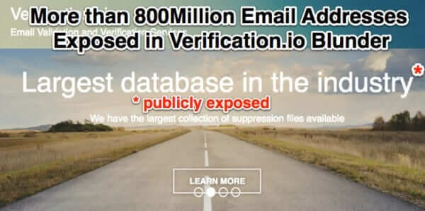 verification.io largest database in the industry publicly exposes